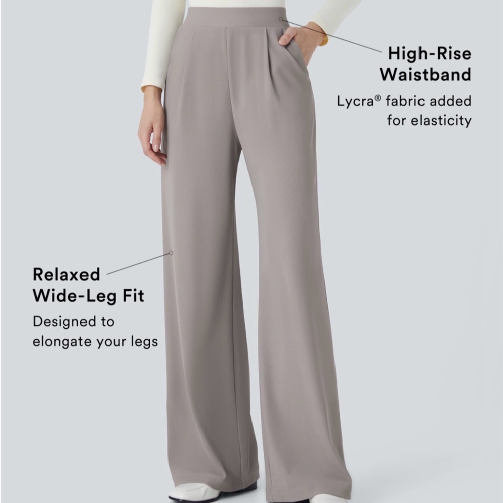 Halara Flex *TALL* High Waisted Body Sculpt Slimming Wide Leg Waffle Work Pants